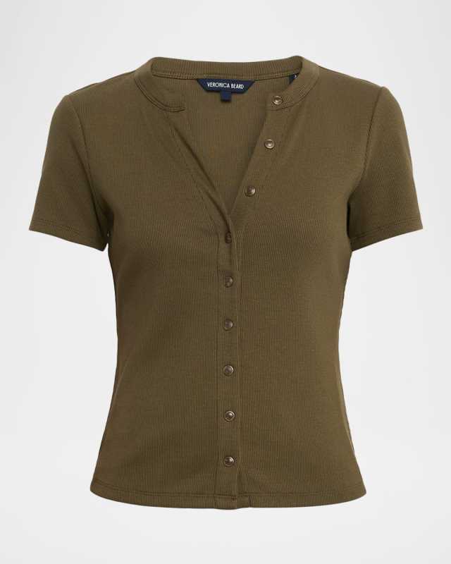 Dilia Ribbed Button-Front T-Shirt
